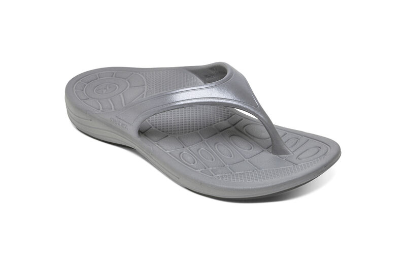 Aetrex Womens Fiji Orthotic Flips Flip Flops Charcoal - uTh5l6N8S